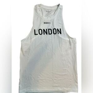 NWT NOBULL Men’s White Athletic Logo Tank “”London” Cross Fit Athletic - Size S